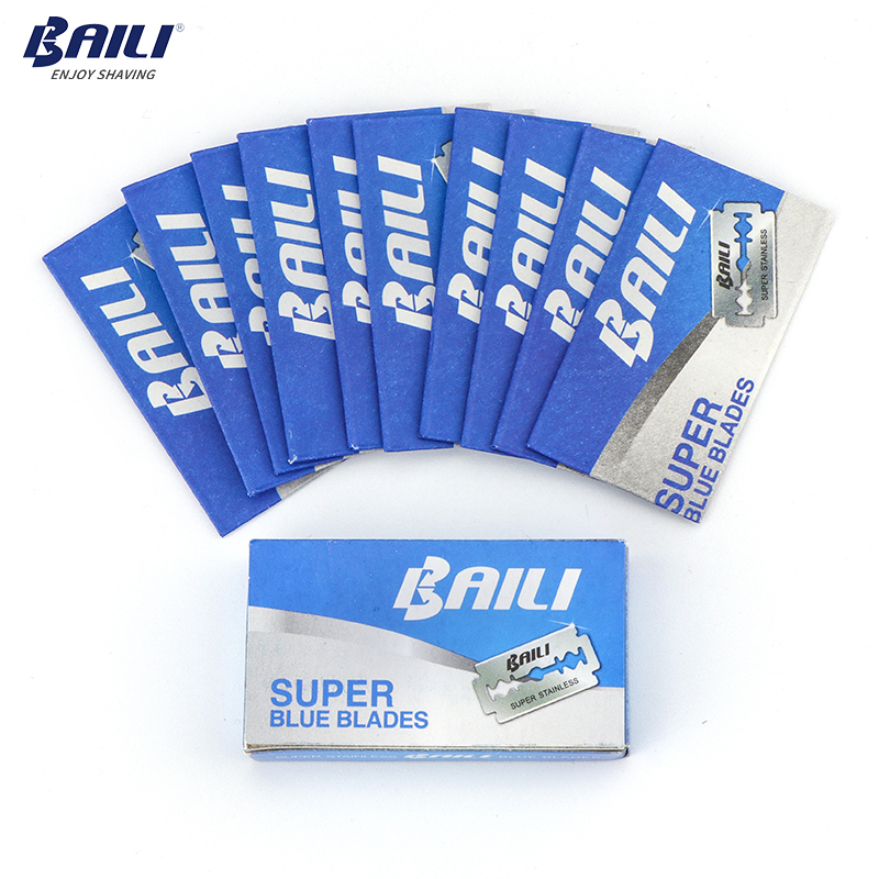 BAILI 200 Pcs/Lot Super Blue Safety Razor Blades Double Edge Shaver Beard Hair Shaving Blades for Men Face Personal Care BP005