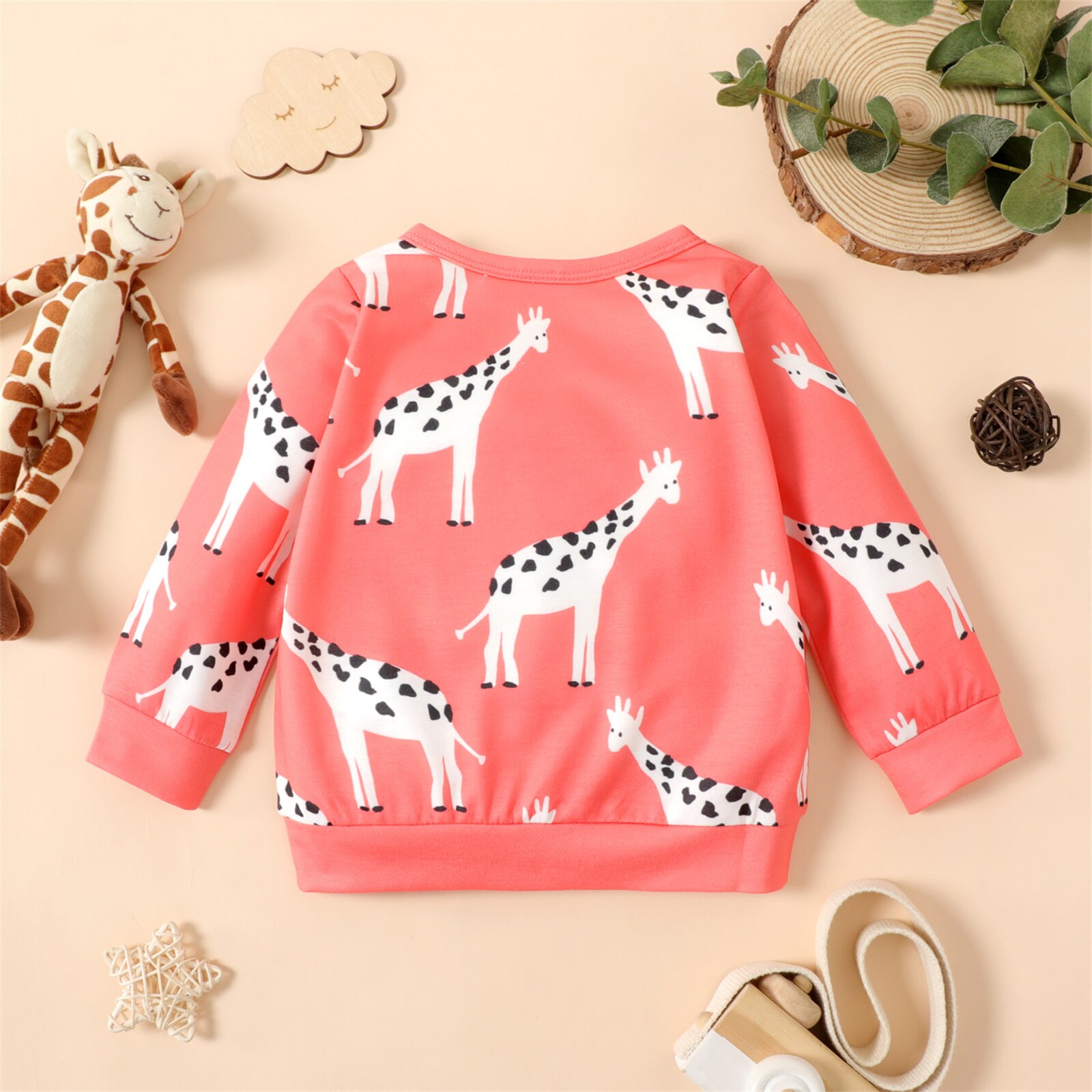 Patpat Baby Meisje Turquoise/Roze Over Animal Print Lange Mouwen Sweatshirt