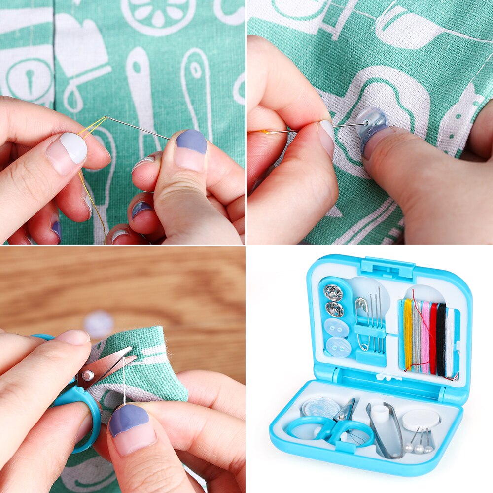 Mini Sewing Box Portable Sewing Thread Box Travel Needle Threads Scissor Thimble Home Sewing Kit Tools