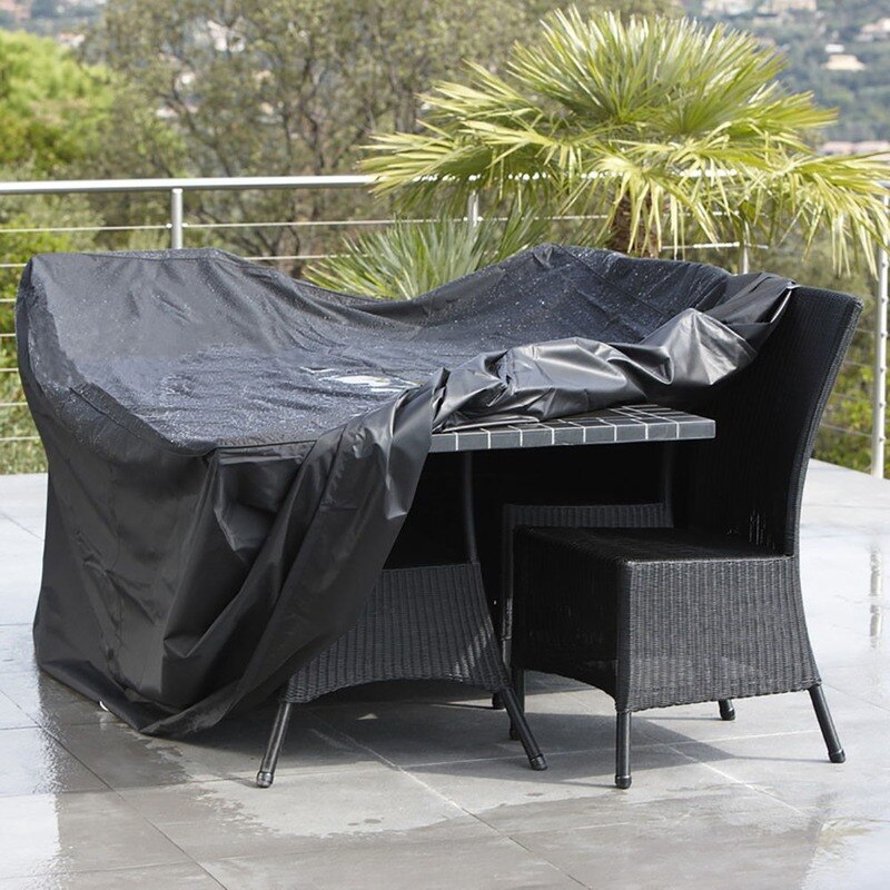 Cubierta impermeable para muebles de jardín, funda de mimbre para mesa, cubo, sofá, exterior, color negro, 9 tamaños