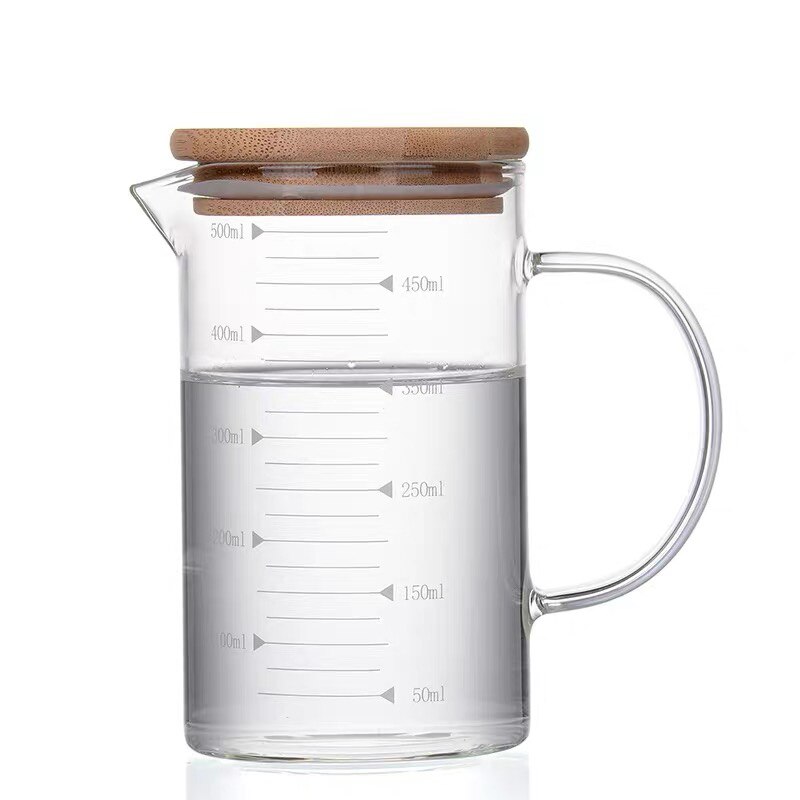 High Borosilicate Glass Measuring Cup Heat Resistant Measuring Glass Jug with Scale Milk Coffee Breakfast Cup Drinkware: 500ml