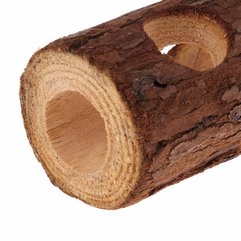Túnel de hámster con forma de tubería, juguetes de madera Natural para masticar, mascotas pequeñas, ardilla, conejillo de indias, Chinchilla, suministros para animales pequeños, C42