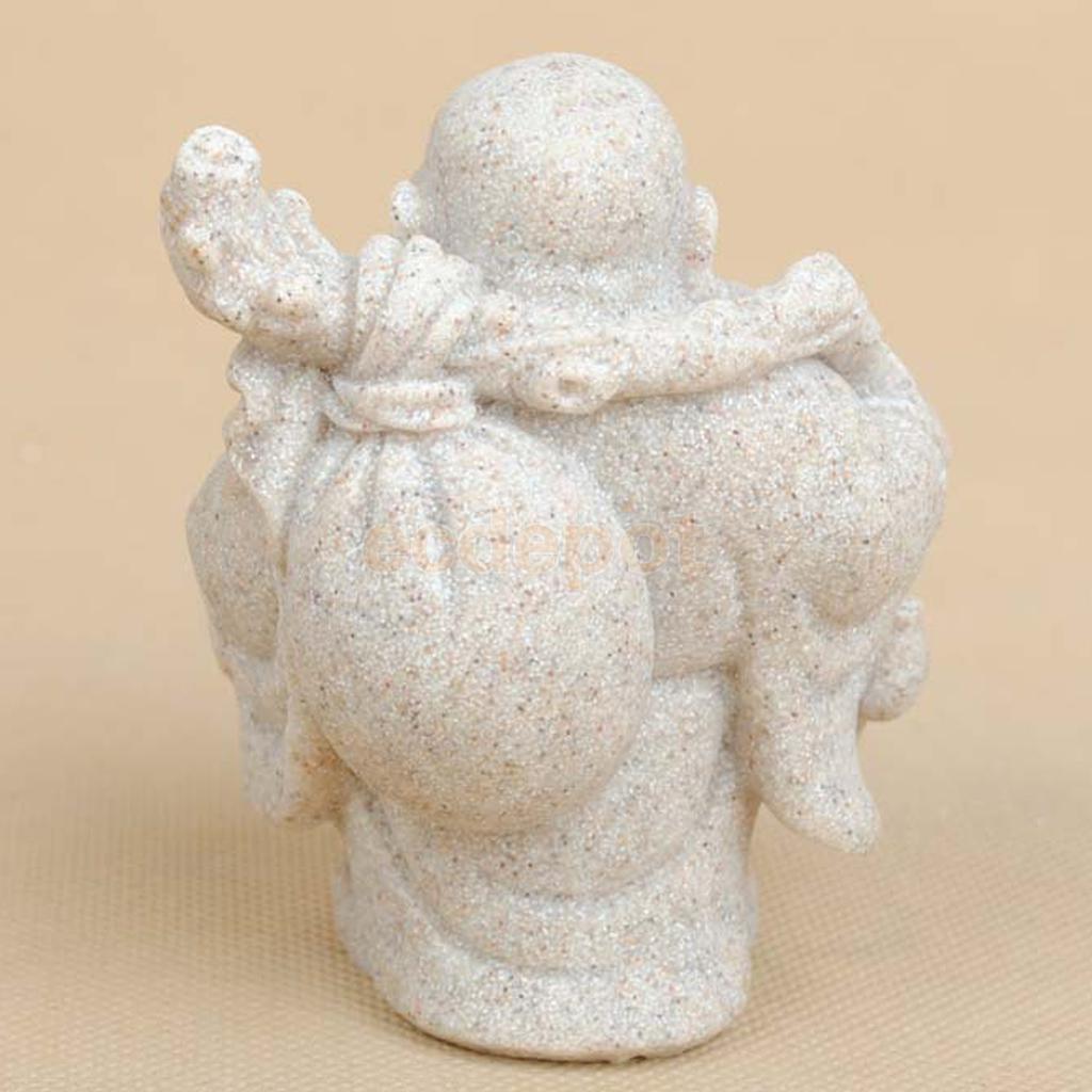 Pedra de areia maitreya feliz sorriso buda estátua mão esculpida riqueza artista sorte