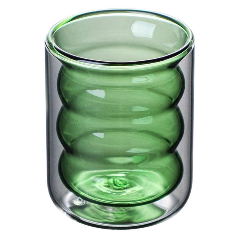 Tasse en verre isolée à Double paroi de 200ml, résistante à la chaleur, résiste aux vagues irrégulières, Thermo, verre transparent pour boire du café, directe: Green