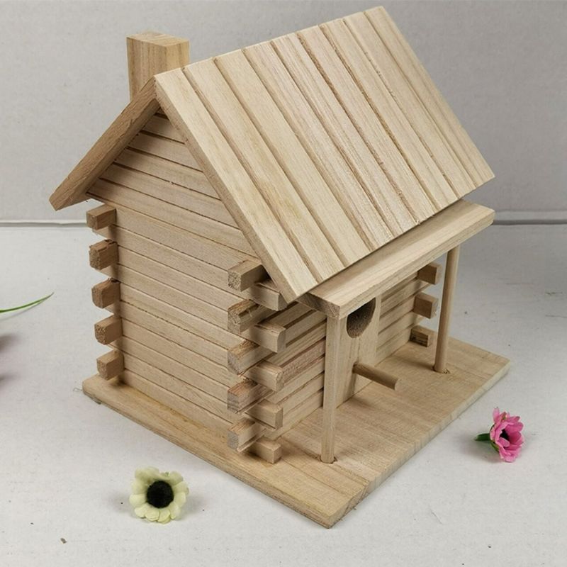 Casa de pájaros de madera caja de cría de pájaros nido al aire libre Hut juguete para mascotas