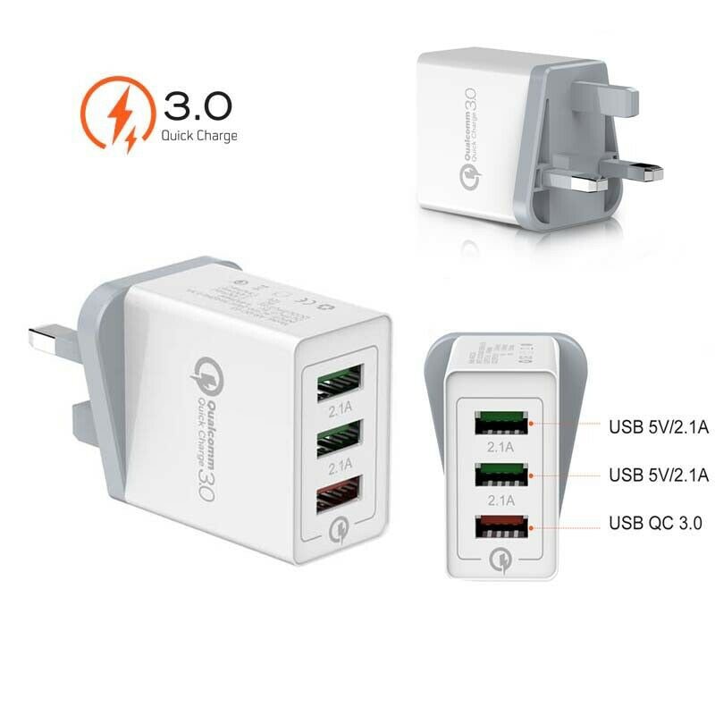 Quick Charge 3 multi-port USB QC 3.0 Hub di ricarica rapida adattatore per caricabatterie da muro di rete UK per Samsung iphone Xiaomi cellulare