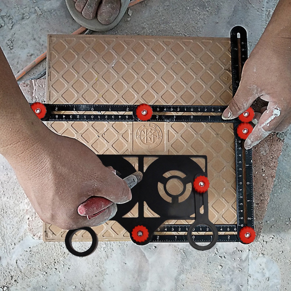 Regla de medición de ángulo múltiple, herramienta de construcción, localizador de guía de perforación de azulejos, buscador de regla de ángulo de aleación de aluminio, 12 pliegues