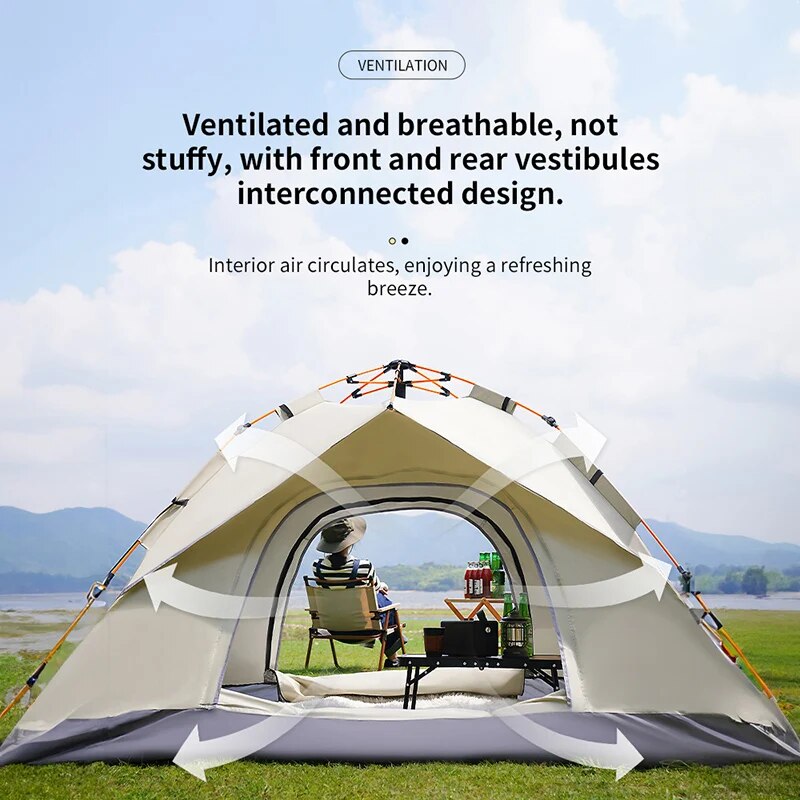 Tente pliante d'extérieur, entièrement automatique, ouverture rapide, pour 3-4 personnes, conduite autonome, Camping, résistant à la pluie, au soleil, Portable