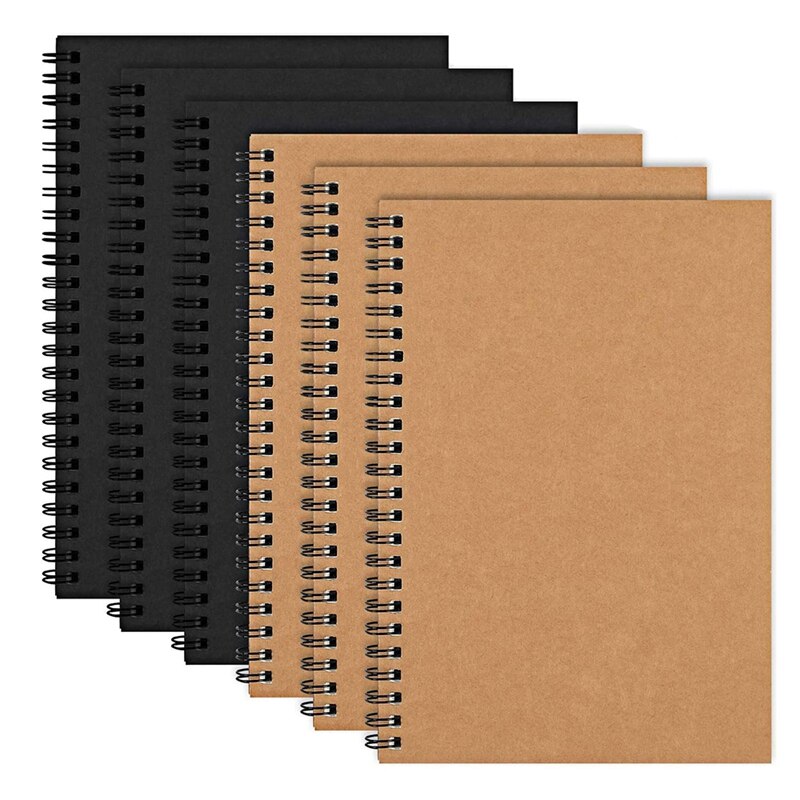 6 Pack A5 Soft Cover Spiraal Notebook Journal, Leeg Schetsboek Pad Dagboek Notebook Planner Met Blanco Papier: Default Title