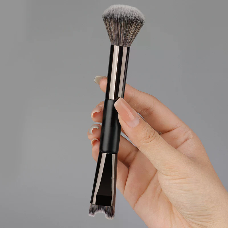 U-förmiger Make-up-Pinsel mit doppelter Kopf-Nasenkontur zum Modellieren und Definieren von Foundation-Highlighter-Pinsel, Nasenschattenpinsel