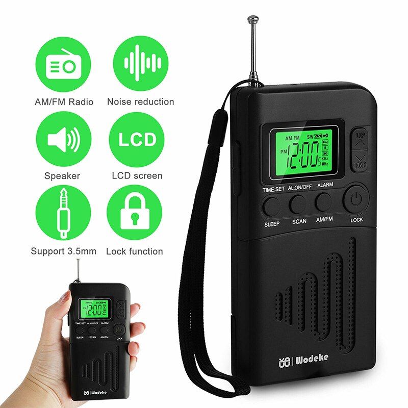 Portable Radio FM AM LCD Digital Display Radio Speaker with Headphone Jack Alarm Clock Radio Speaker as Parents
