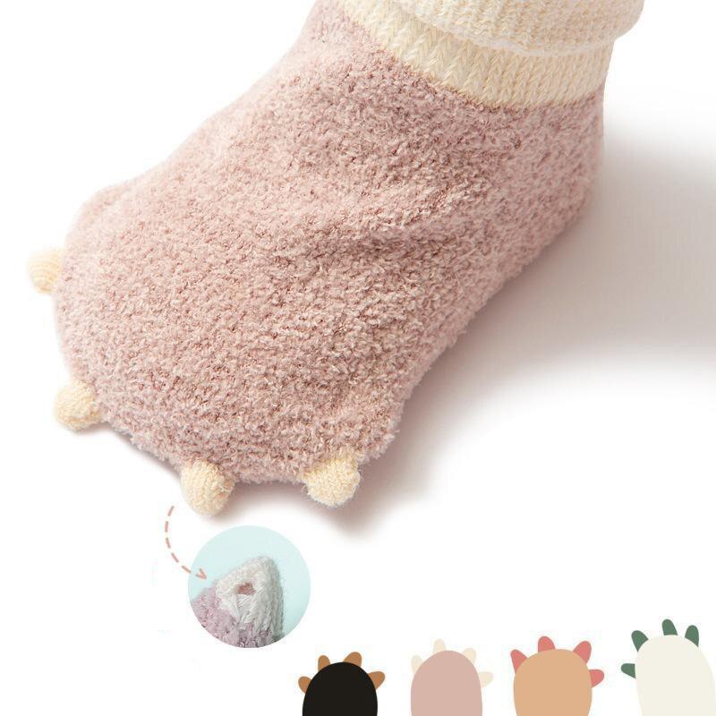 Cartoon Dinosaurus Poot Anti-Slip Baby Sokken Dikke Winter Zacht Koraal Fluwelen Vloer Sok Voor Kinderen Jongen