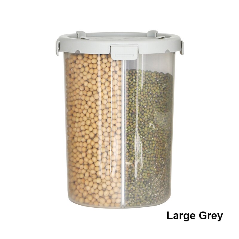 Sealed Multigrain Grain storage tank Compartment Barrel Kitchen Grain Storage Box Transparent Cereal Food Storage Containers Jar: Grey Large