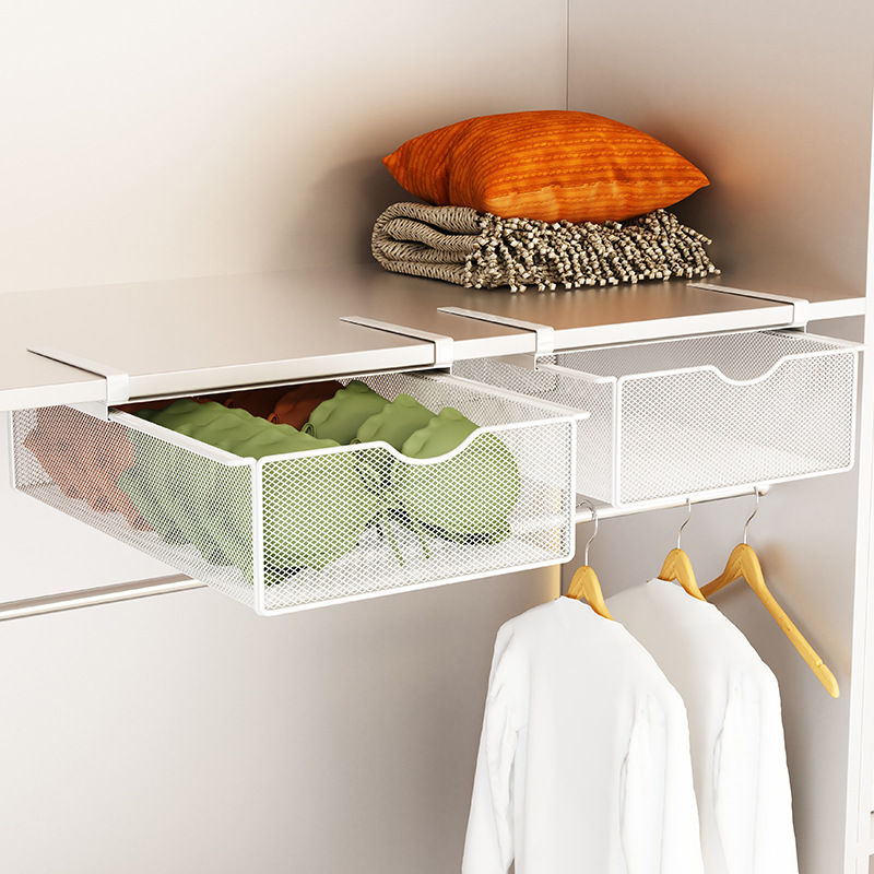 Cesta colgante para armario, estante de almacenamiento estilo cajón con partición extraíble, artefacto para calcetines y ropa interior, estilo colgante para almacenamiento de ropa