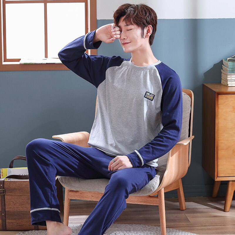 Pijama de manga larga para hombre, ropa interior de punto para mantener el calor, ropa para dormir, Otoño e Invierno