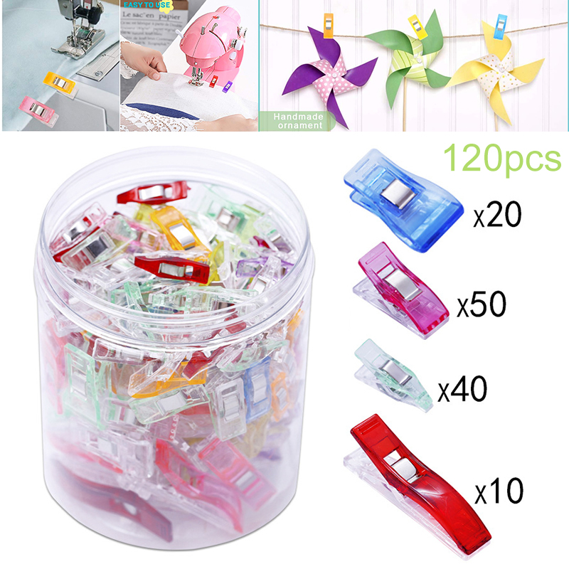 50PCS Mixed Color Clothing Clips Holder Plastic Wonder Clips For Fabric Craft Quilting Knitting Sewing Crochet