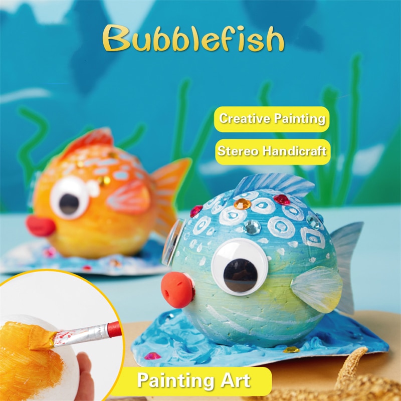 Diy Bubble Vis Tekening Speelgoed Voor Kinderen Schuim Bal Schilderen Kleuterschool Art Kids Craft Educatief Speelgoed Decoraties