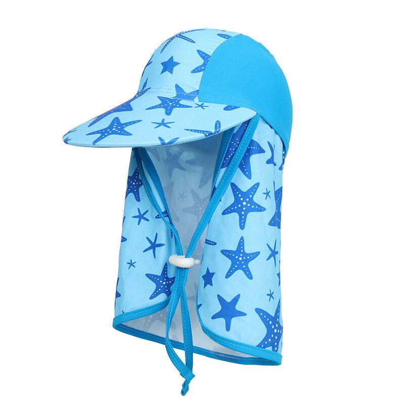 Gorra para niños con protección de cuello cubre el sol para niños gorra de natación UV de sombrero de ala grande playa ajustable de verano con cubierta de oreja