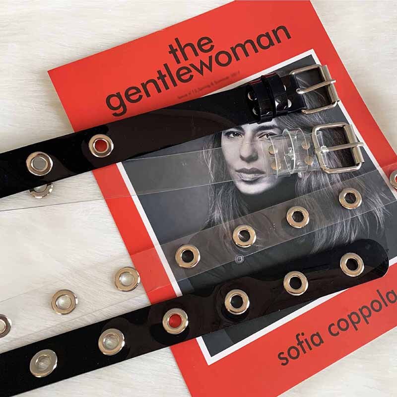 punk Delle Donne di Modo Trasparente Cintura con Catena Singola Riga Foro PVC Trasparente Spille Fibbia Femminile Della Vita Della Cinghia di Nuovo Pantaloni Dei jeans cinture