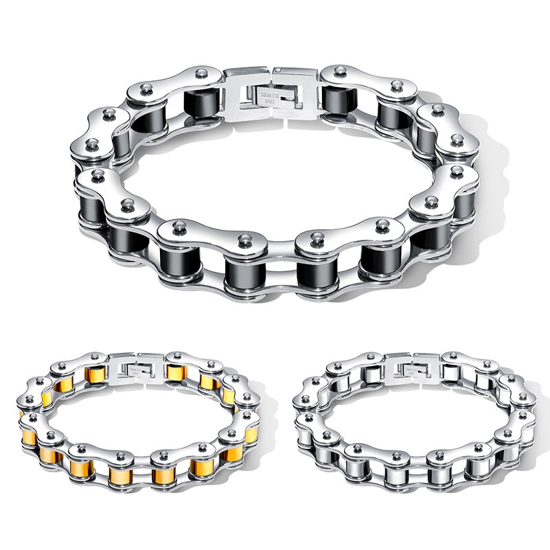 Trustylan Hiphop Punk Rock Fiets Ketting Armband Mannen Black Golden Rvs Heren Armbanden Armbanden Beste Vrienden Sieraden