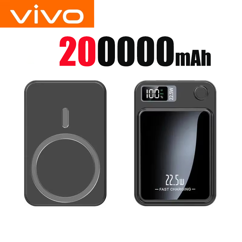 VIVO 200000mAh 22.5W Wireless Magnetic Power Bank Fast Charging Portable External Battery PowerBank Magsafe for iPhone Xiaomi: green