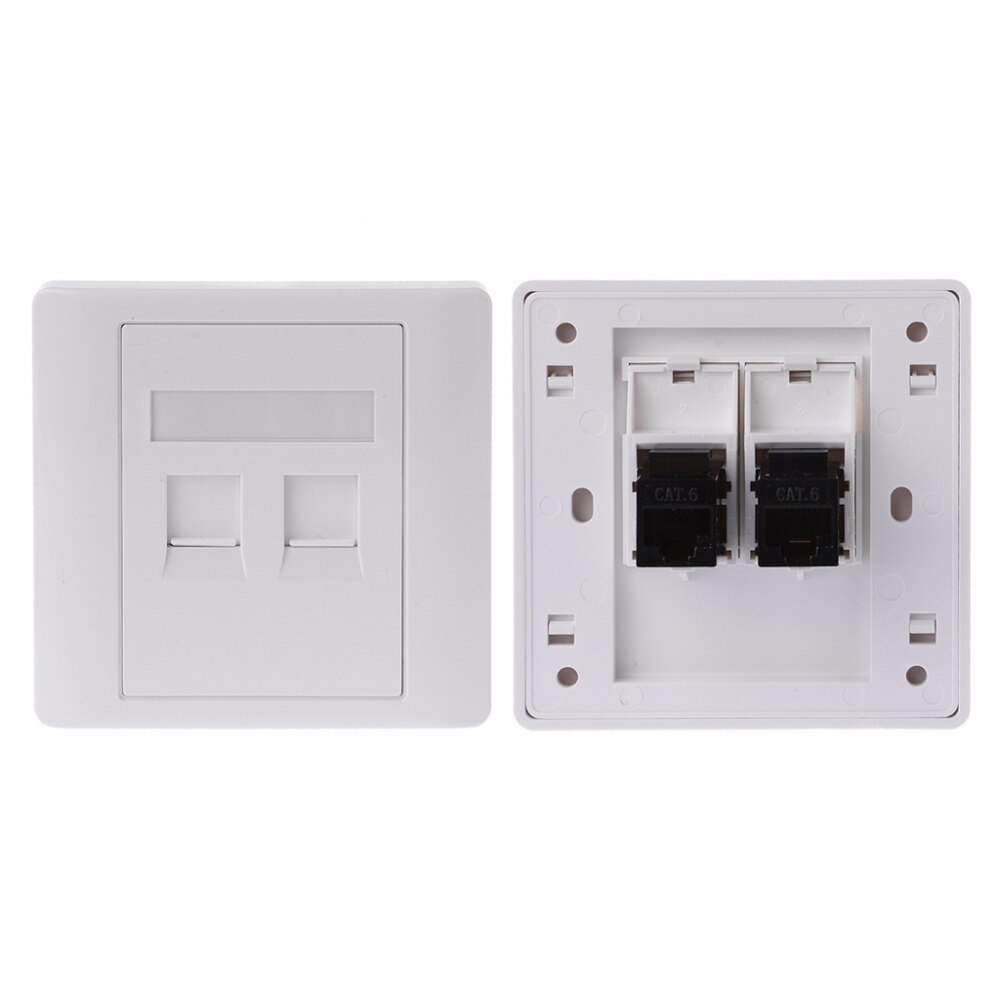 1 Set 2 Poorten CAT5 RJ45 Netwerk Muur Plaat Met Vrouwelijk Naar Vrouwelijke Connector