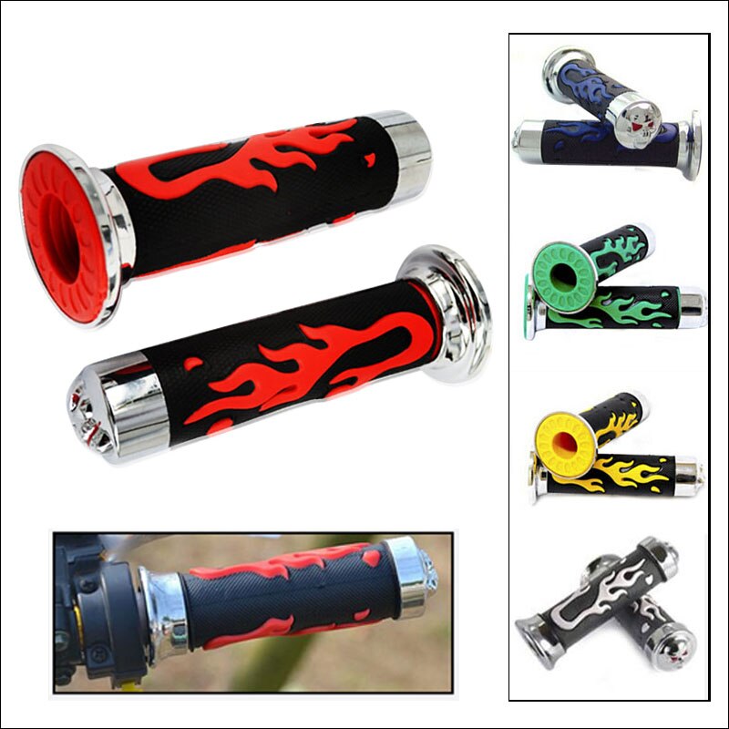 5 colors 22/24mm Universal Fire Model Skull Colorful Skeleton Rubber Motorcycle Handle Bar Grips Scooter Handlebar For Honda