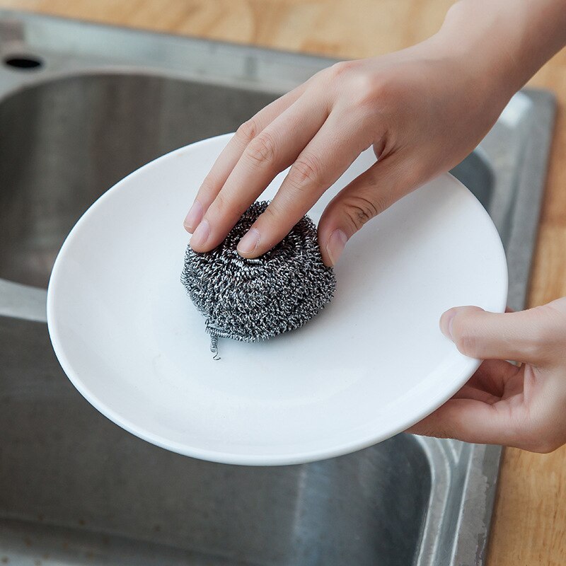 6pcs/pack Stainless Steel Scrubbers Kitchen Cutlery Washing Brush Durable Household Cleaning Tools Kitchen Accessories