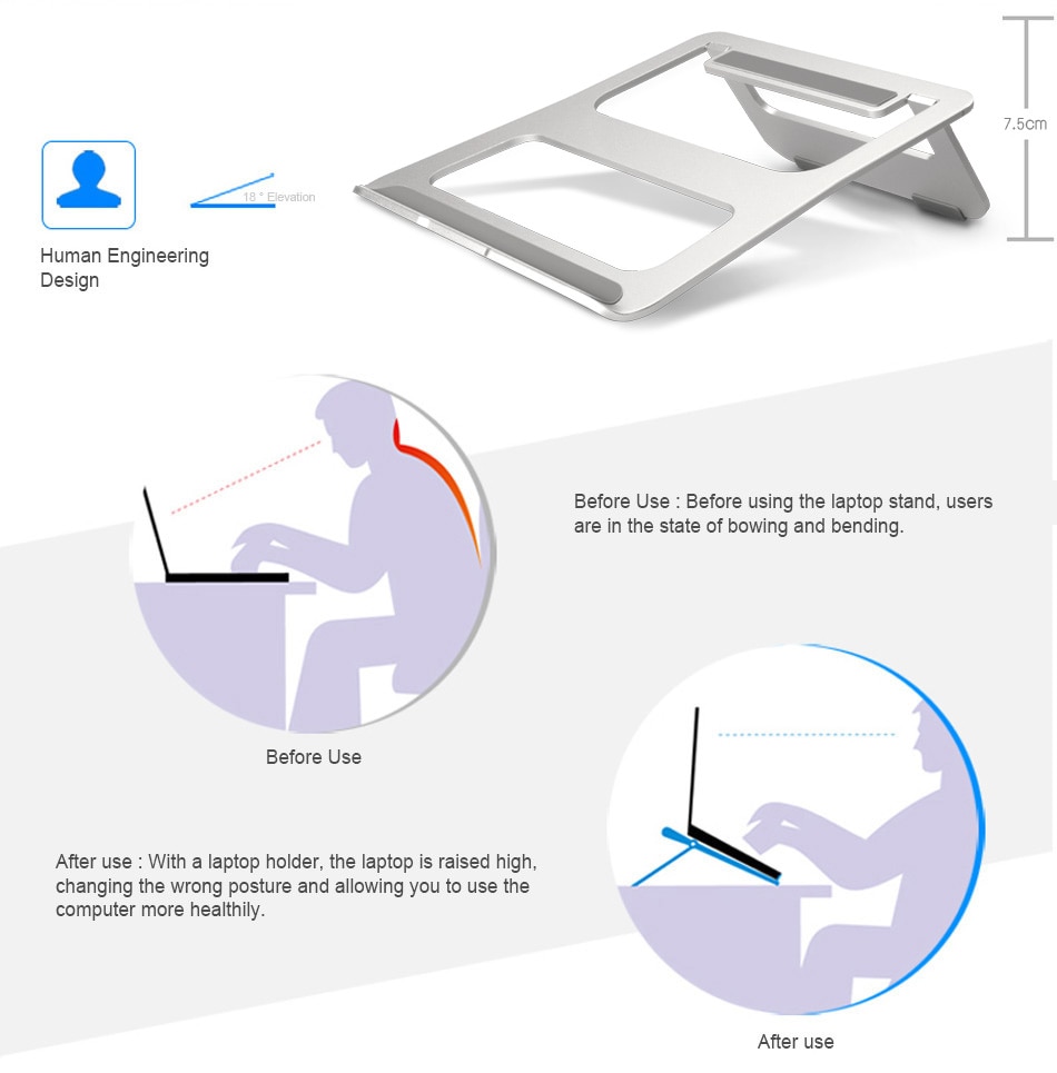 Bärbart bärbar datorställ i aluminium bärbar datorställning för macbook apple lenovo hp acer hopfällbar bärbar datorställning aluminium