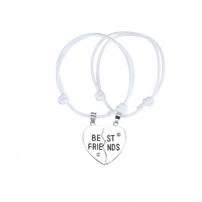 2Pc Hartvormige Stiksels Beste Vriend Ingelegd Gekleurde Strass Armband Carving Vrouwelijke Sieraden Directe Verkoop: A