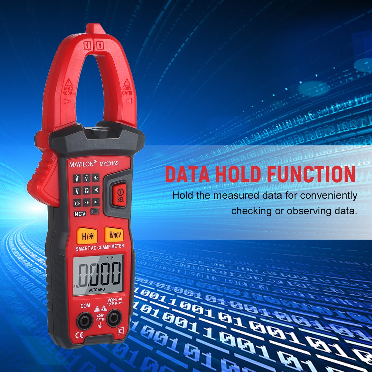 Digital AC Current Clamp Meter 6000 Counts Automatic Range LCD Display Multimeter with Backlight Multifunctional Clamp Gauge