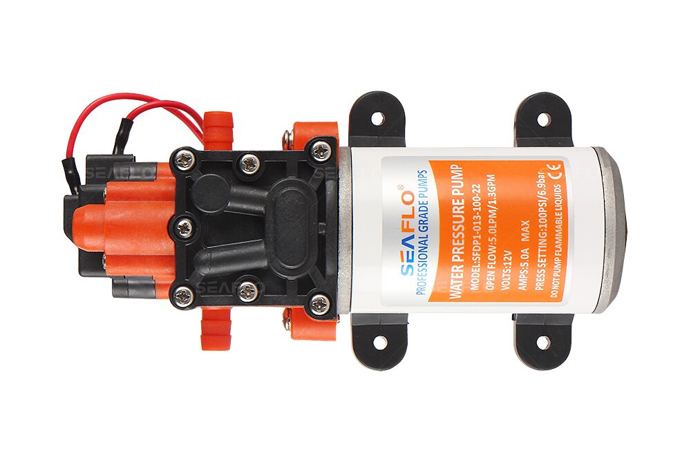 Seaflo 12 v dc motor liten högtrycksvattenpump 100 psi 1.3 gpm membranpumpdelar för