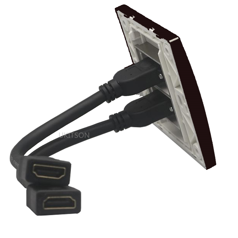 2 porte sort farve hdmi frontplade 86mm high definition multimediegrænsefladestik til dvd hd tv projektor stik vægpanel: Mørkeblå