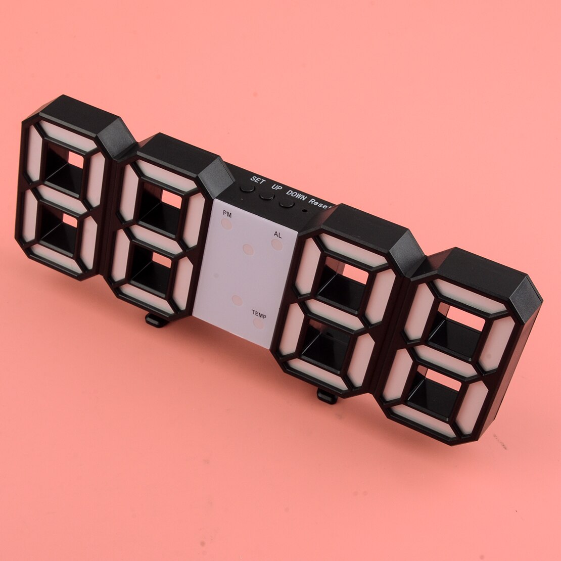 3D White Digital Led Night Wall Clock Alarm Modern Watch Display Indoor Living Room Temperature USB Charging Port 5V 1A