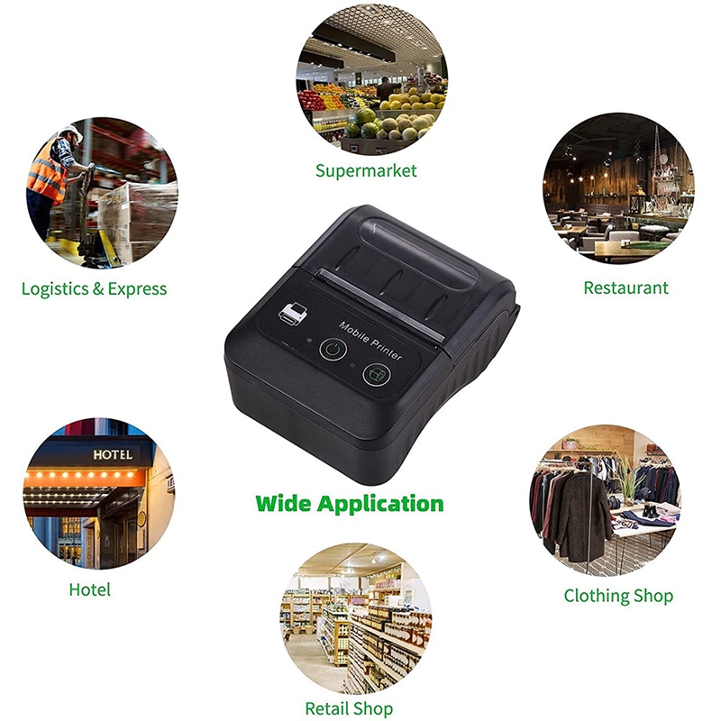 Mini Portable Thermal Printer 58Mm 2 Inch Wireless Bluetooth-Compatible Printer Receipt Printer Invoice Bill Printer