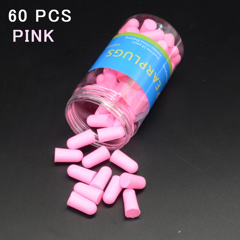 Earplugs Noise Reduction Sleep Foam Plug Canceling Music Anti Reusable For Snoring Earplug Sound Insulation Sleeping Ear Plugs: 60 pcs pink