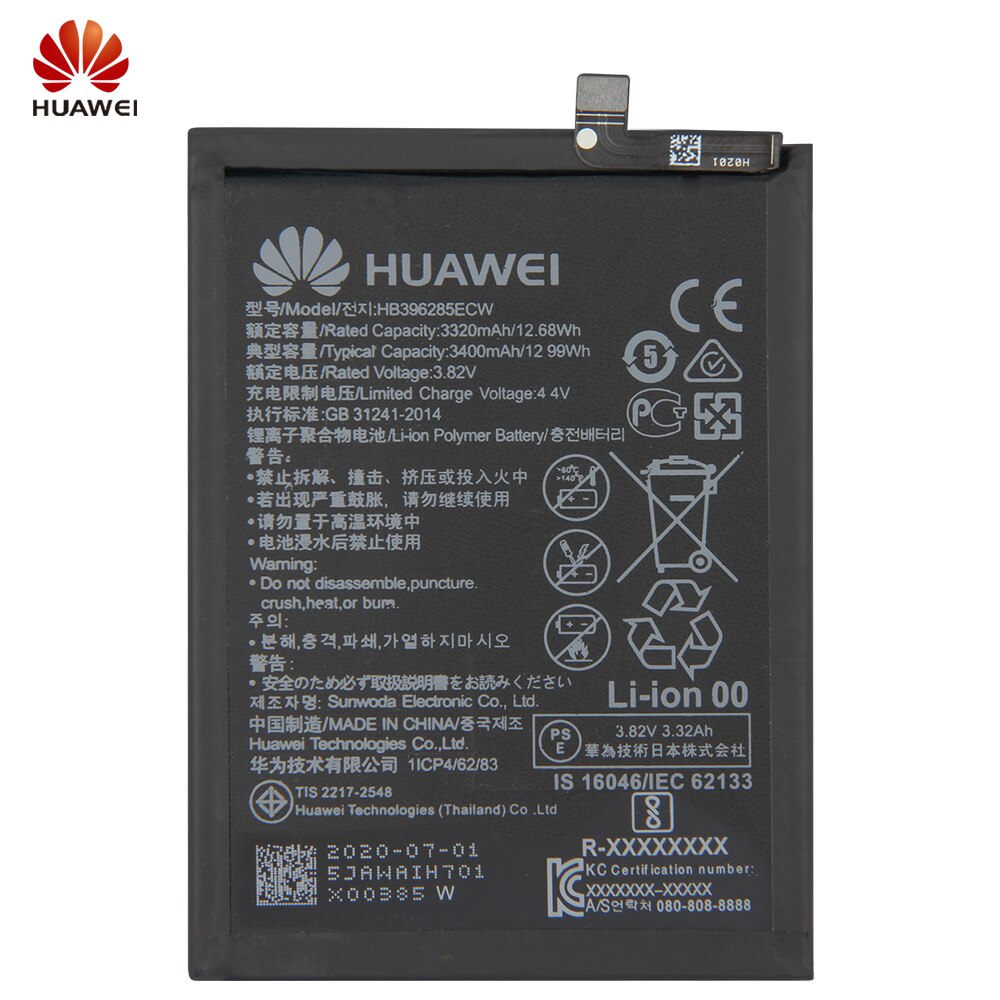 Original Replacement Battery Huawei HB396285ECW For Huawei P20 Honor 10 Honor 20i HRY-TL00T Maimang 8 Phone Battery 3400mAh