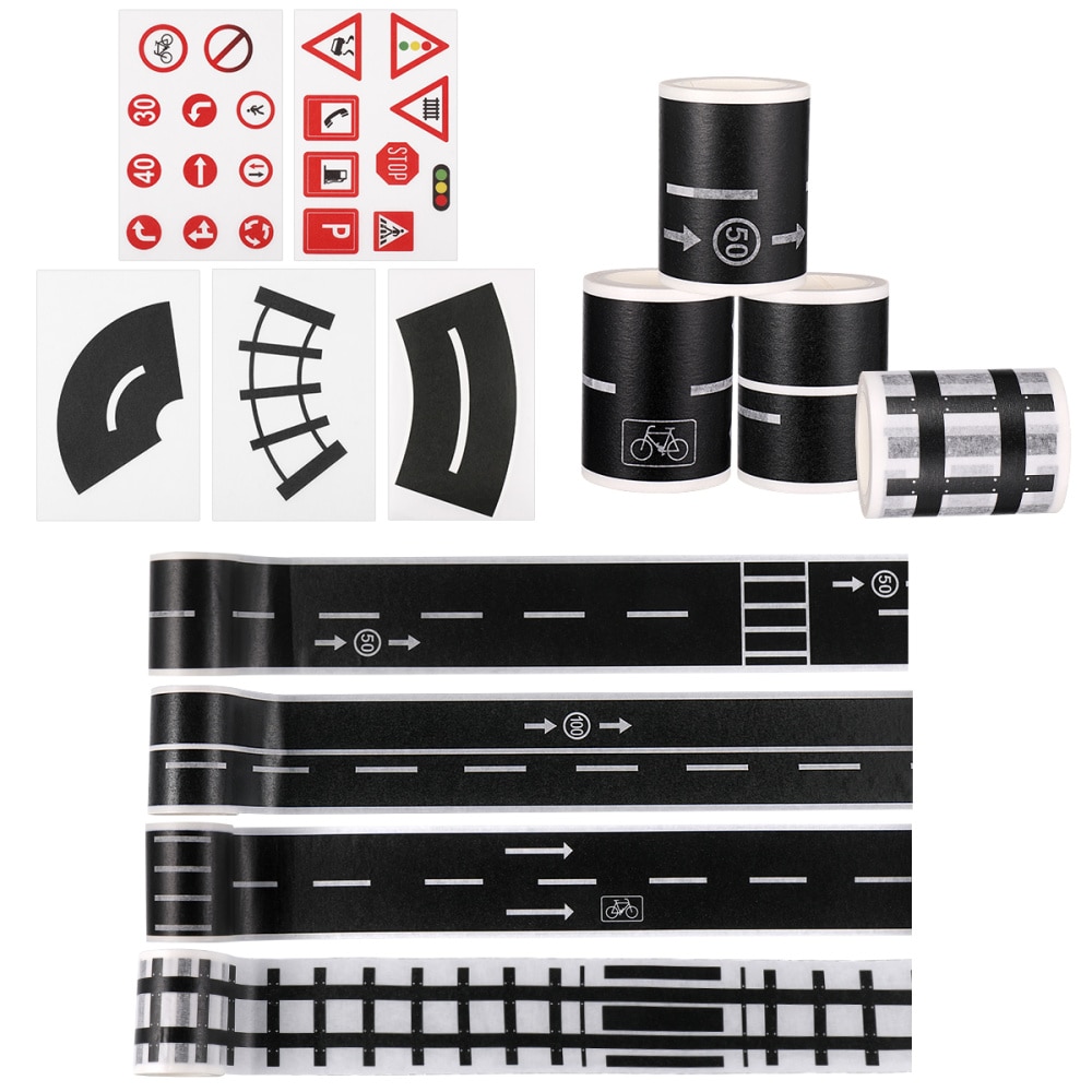 Washi Tape Zwart Wit Roads 4 Rolletjes