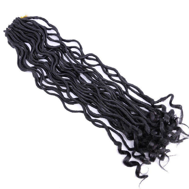 FSR 22 pulgadas diosa Faux Locs Crochet Hair Soft End trenzas naturales 24 Roots/Paquete de pelo trenzado sintético para mujeres: #1B / 3 unids/lote