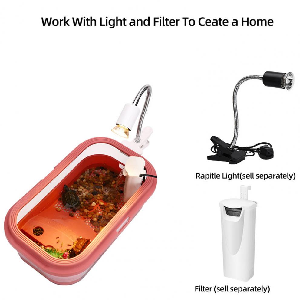 Stable Fish Tank with Bask Platform Anti Slip Slope Reusable Mini Fish Tank Turtles Habitat Container