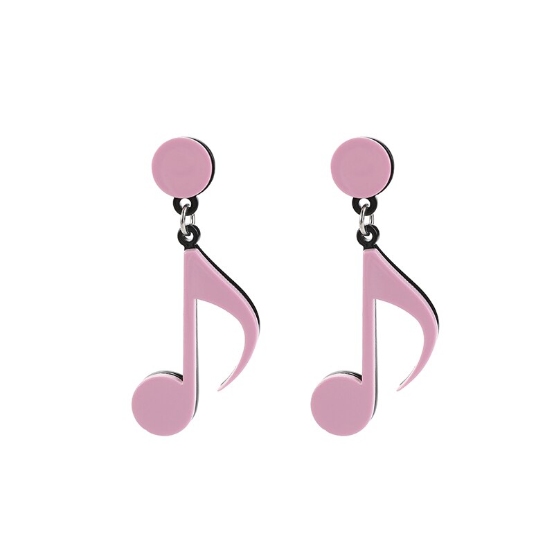 1Pair Music Note Stud Earrings Flatback Musical Symbols Jewelry for Women and Children: Pink 2