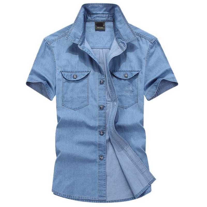Grande taille Denim chemises jean décontracté pour homme chemises à manches courtes couverture en coton été confortable doux chemise homme vêtements