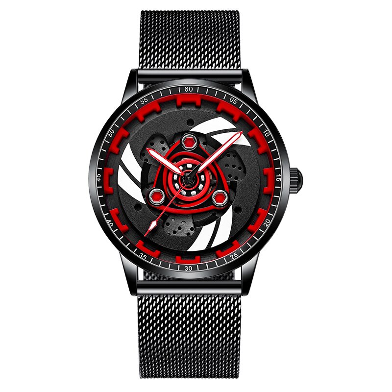 Nektom Mannen Horloges Waterdicht Wiel Horloge Auto Velg Horloge Quartz Mannen Sport Horloges Voor Mannen Klok Mens Spinning horloges: Ducati-Black-W