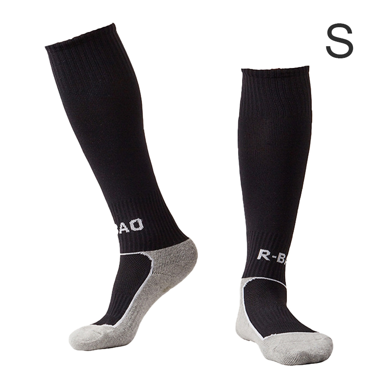 LOOZYKIT Outdoor Sports Football Socks Soccer Long Stocking Knee High Football Volleyball Breathable Children Sock: black / M