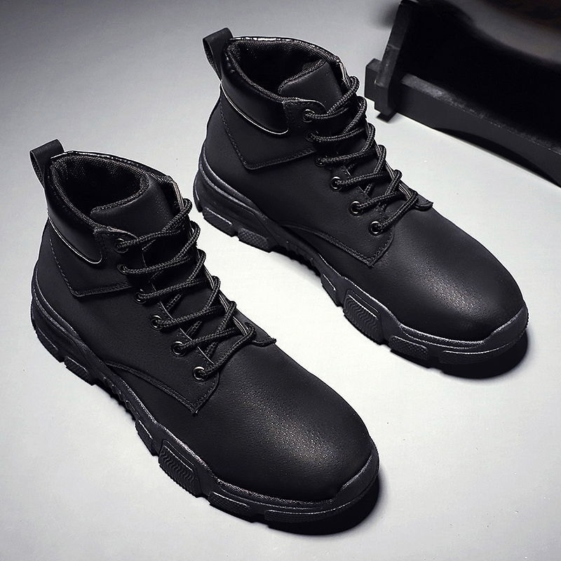 Bottes montantes de Style britannique pour homme, bottes courtes de travail résistantes à l'usure, bottes de désert, d'hiver: Black / 41