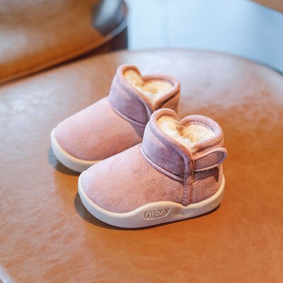 Neue Baby Jungen Winter Schnee Stiefel freundlicher Warme Dicken Plüsch Schuhe Mädchen Kurze Martin Stiefel Kleinkind Nicht-Unterhose weiche Baumwolle Stiefel: Rosa / 18cm
