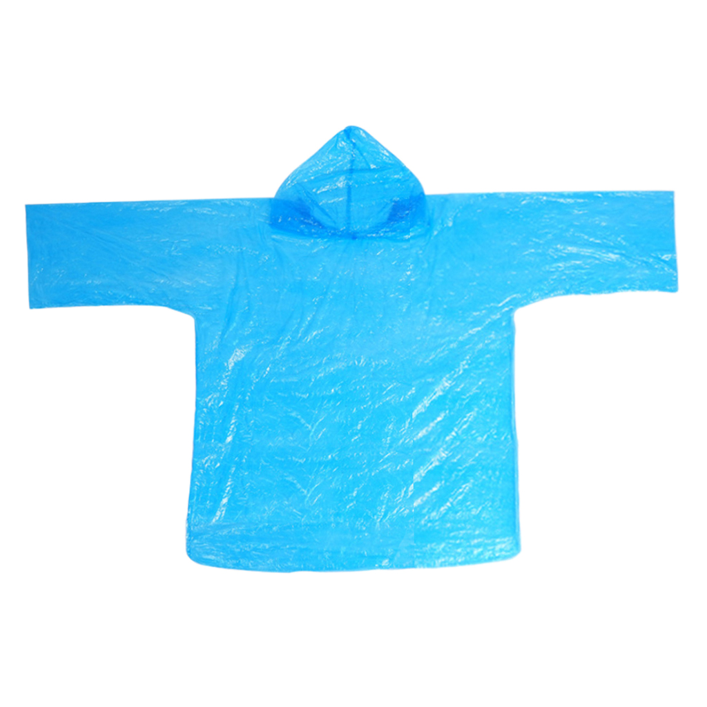 1pc unisex engangs vandtæt regnfrakke nødtæt vandtæt hætteklædt regnfrakke regnfrakke med opbevaringspose rejse campingdragt: Blå