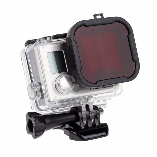 SHOOT-Filtros de lente para GoPro Hero 4 3 +/4, funda impermeable, cámara de acción negra y plateada, filtro rojo para cámara Go Pro, accesorio de buceo: Red