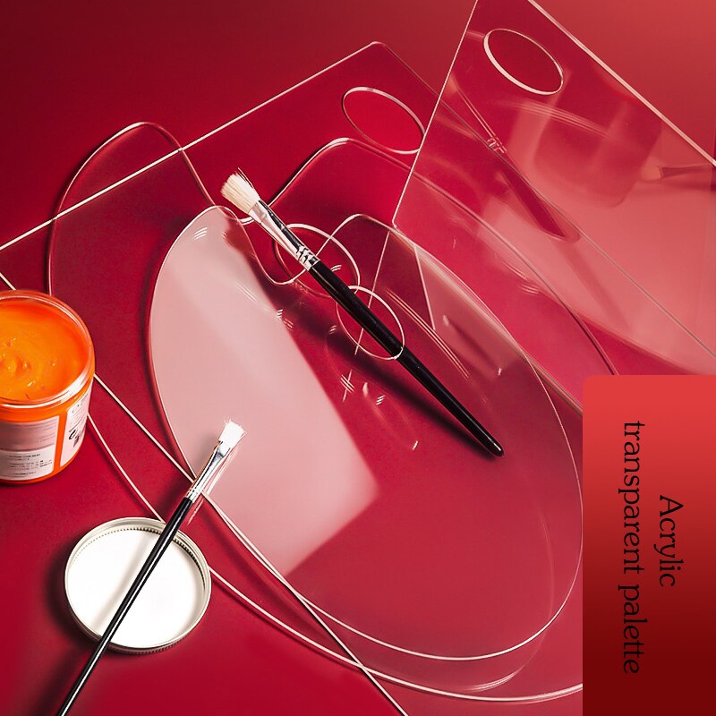 Acrylic Transparent Palette Fine Arts Student Special plexiglass elliptical square flat palette eas