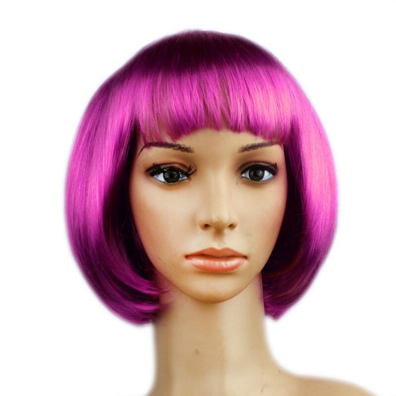 Perruque BOB cheveux courts lisses pour femmes | Frange Cosplay, 13 couleurs, pour fête, spectacle sur scène, fournitures de fête,: Z